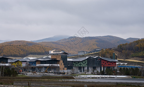 张家口崇礼太子城冰雪小镇背景图片