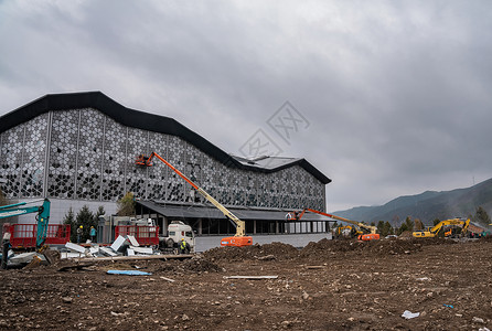 垃圾山张家口崇礼太子城冬奥会体育场馆背景