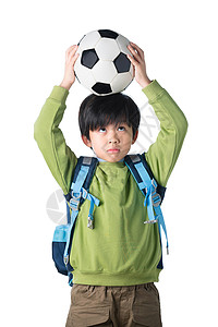 全方位把控未来一个男孩把足球放在头顶背景