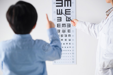 医疗技术海报小学男生测视力背景