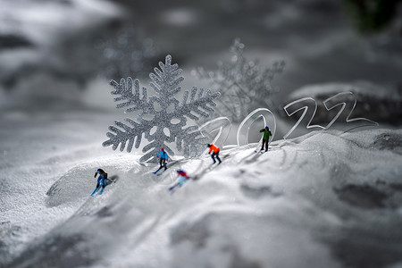 微观滑雪运动背景图片