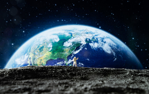 世界梦想素材宇航员看向地球背景