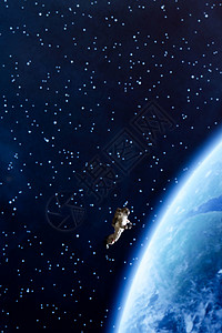 航天飞行任务宇航员遨游外太空背景