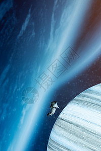 太阳系外宇航员遨游外太空背景