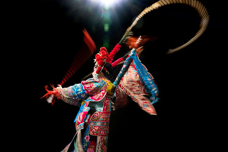 马戏团艺术家京剧演员表演穆桂英背景
