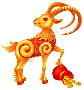 新年祝福神话插画羊背景