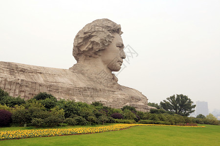湖南省长沙市橘子洲头青年雕像背景图片