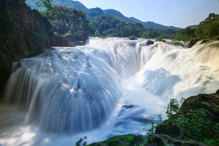 水缓慢下落贵州省黄果树瀑布背景