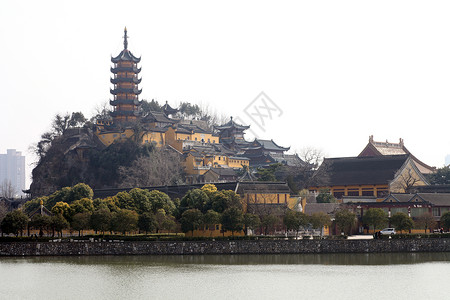 镇江地标江苏省镇江金山寺背景