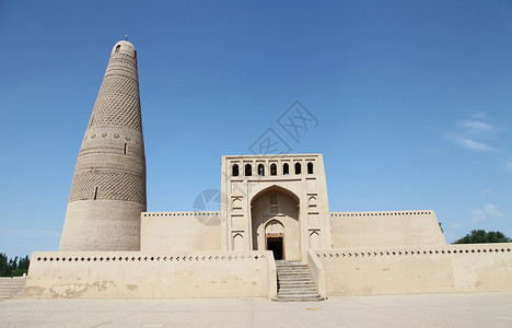 新疆丝绸新疆吐鲁番苏公塔背景
