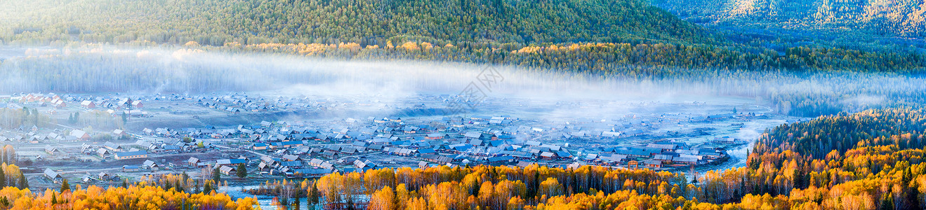 新疆维吾尔自治区北疆禾木村风光背景图片