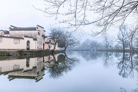 安徽省宏村建筑群背景图片