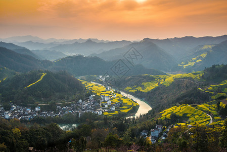 安徽省黄山市歙县石潭村风光背景图片