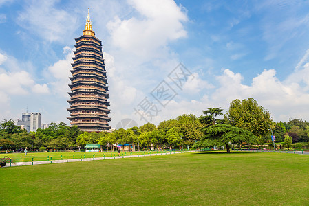 江苏省常州天宁寺公园景观背景图片