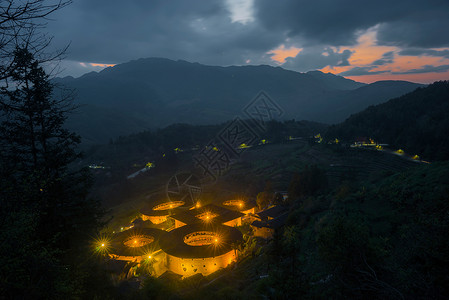 福建省南靖土楼夜景图片