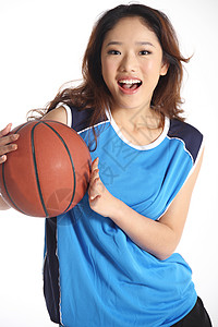 东方青年女篮球运动员背景图片