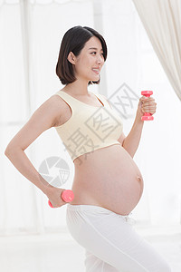 孕妇做哑铃运动孕妇做运动背景
