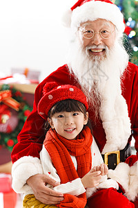 圣诞老人与小女孩过圣诞节图片