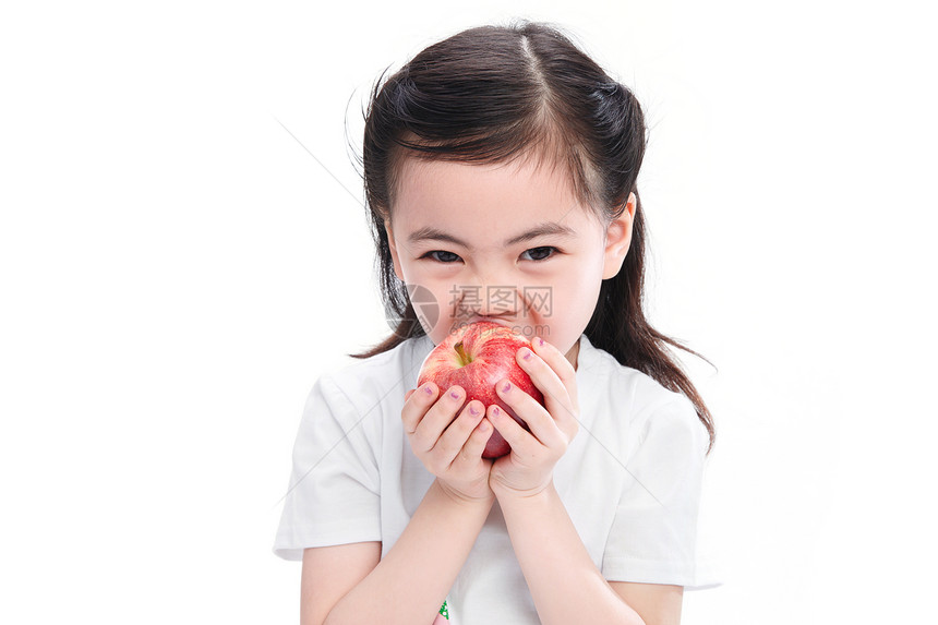 可爱的小女孩吃苹果图片
