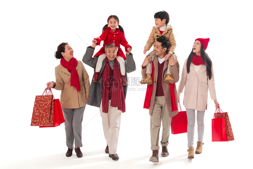 幸福家庭新年购物图片