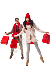 青年夫妇新年购物高清图片