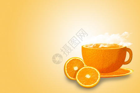 果汁标志数码合成的橙子背景