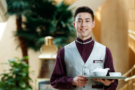 豪华茶壶酒店服务员背景