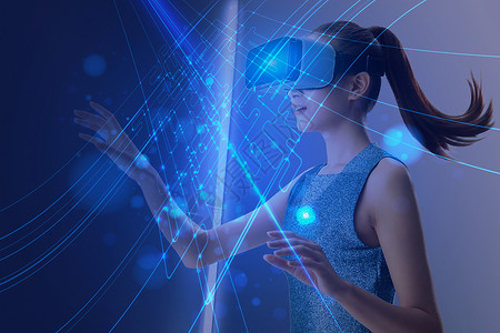 VR触摸未来商务高科技网络空间背景