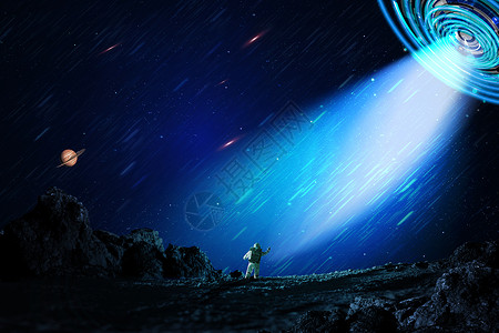 矢量星空鹿插画航天员在宇宙空间遨游背景
