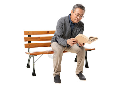 社区知识展板坐在长椅上的老人看书背景