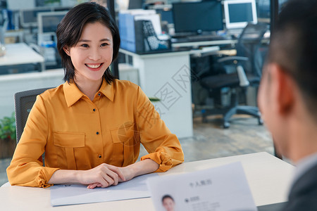 个人ppt简历青年女人参加工作面试背景