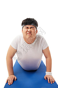 痛苦的训练小胖练瑜伽背景