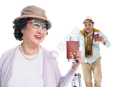 快乐的老年夫妇旅行图片