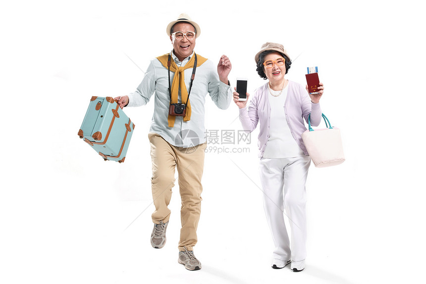 老年夫妇快乐旅行图片