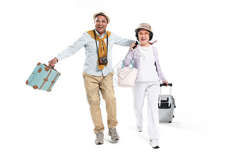 老年夫妇快乐旅行图片