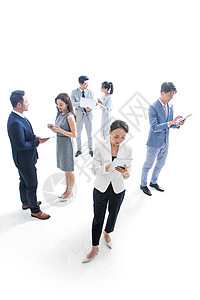 电子设备白色使用电子设备工作的商务人群背景