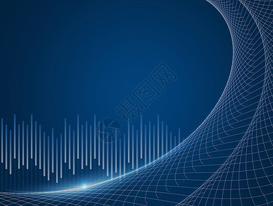 蓝色科技曲线电脑绘图背景
