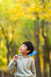 嬉戏蝴蝶快乐的小男孩在户外玩耍背景
