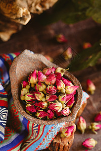 中国传统茶饮玫瑰花干背景