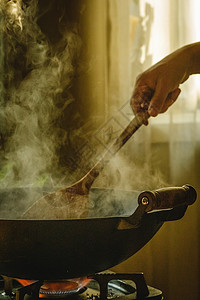 厨师做饭锅头热气高清图片