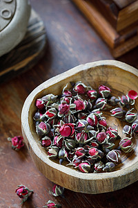 中国传统茶饮玫瑰花干背景