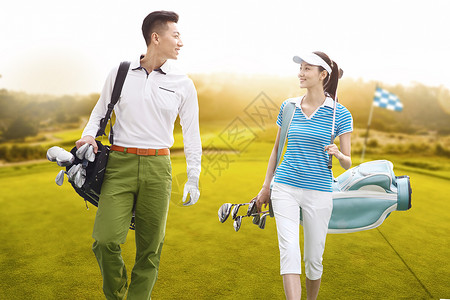 青年人打高尔夫球谈话高清图片