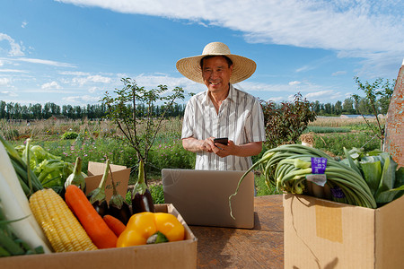 科技讲解农民在线直播销售农产品背景