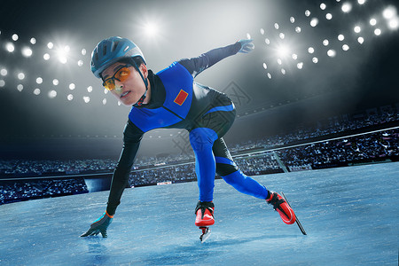 速滑运动员防护运动服高清图片