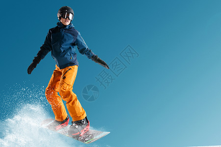 动态雪花素材滑雪的青年男人背景