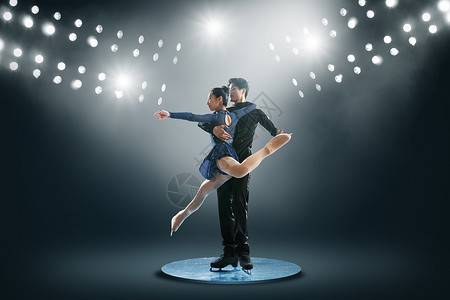 跳舞的动态舞台双人花样滑冰背景