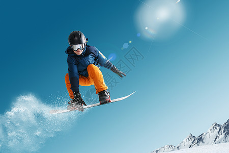 危险动作滑雪的青年男人背景