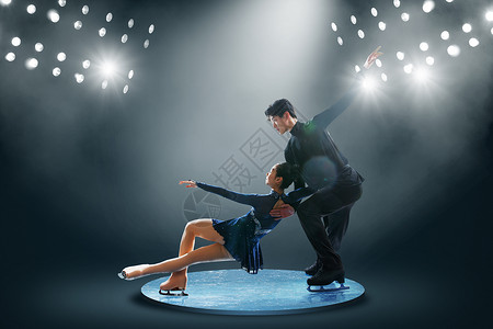 跳舞的动态舞台双人花样滑冰背景
