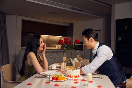 表白聊天素材情侣浪漫餐桌上聊天背景