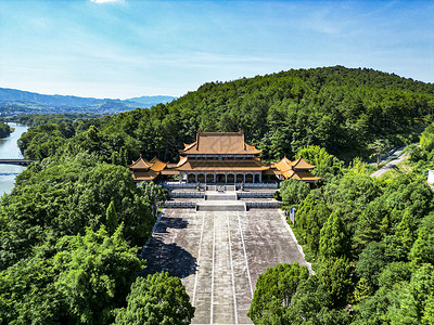 炎帝陵风景湖南株洲炎帝陵5A景区航拍背景